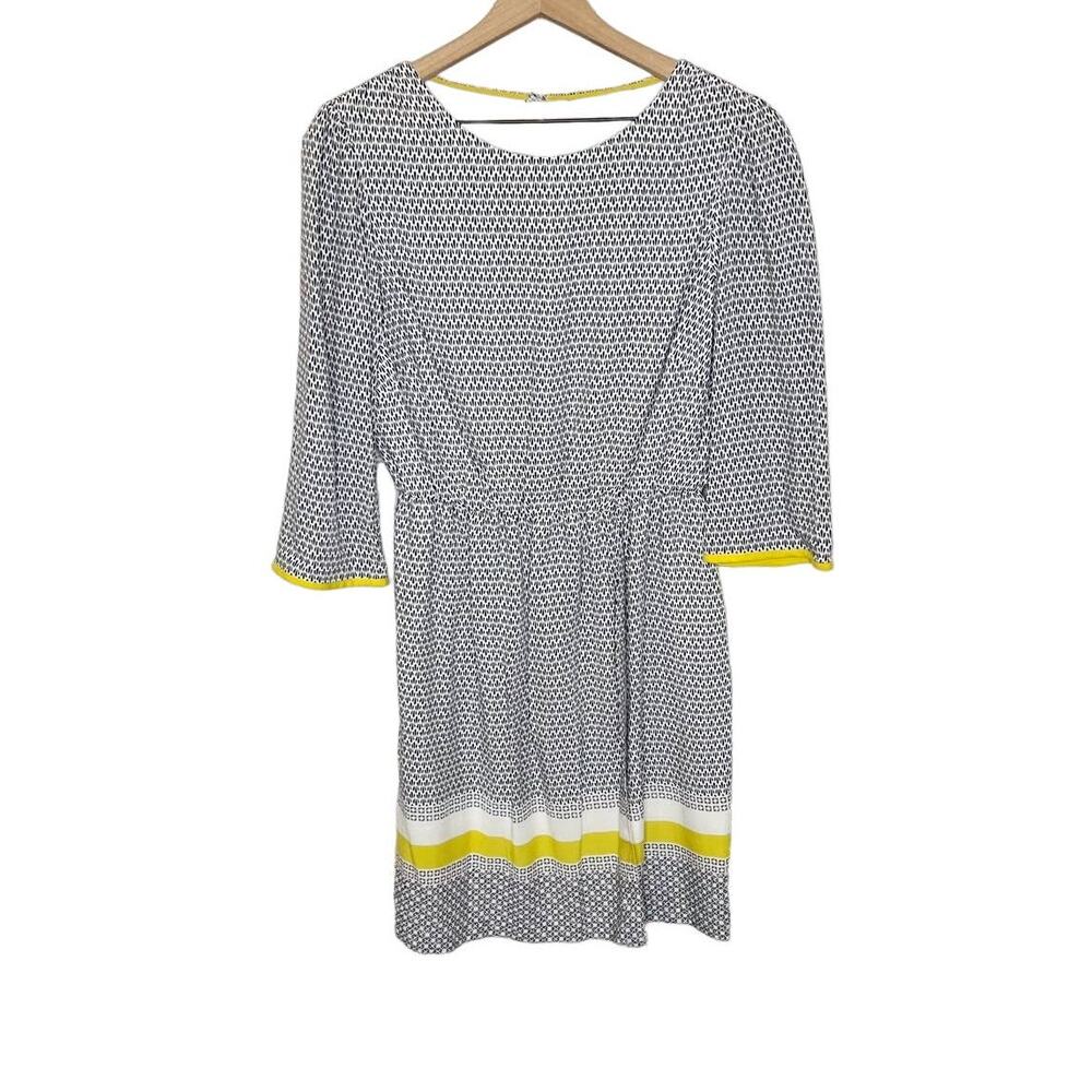 BODEN Women's 8R Dolly A Line Knee Length Peasant Dress Yellow Black White